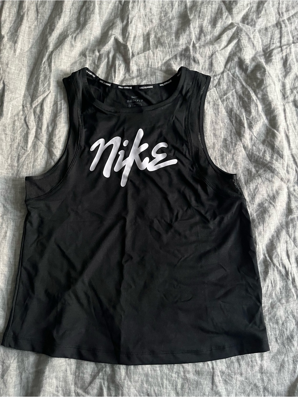 Nike Black Running Tank with White 'Nike Running' Trim
